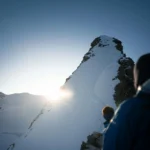 Rocky Mountain in Front of Climbers