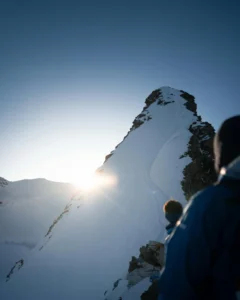 Rocky Mountain in Front of Climbers
