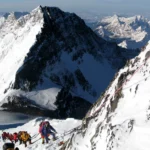 Everest - below the South Summit. Lhotse in background, South Col below.