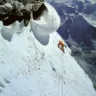 Christophe Profit on a two-men team attempt on the South Face of Lhotse, back in 1990. Climbing mate Pierre Béghin took the photo.